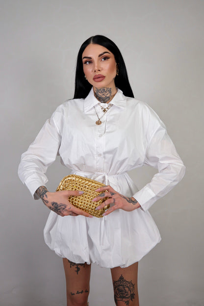 Abito Camicia Balloon - Bianco
