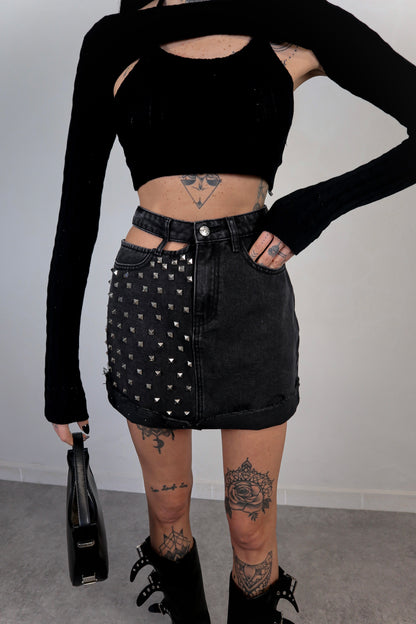 Gonna denim Borchie