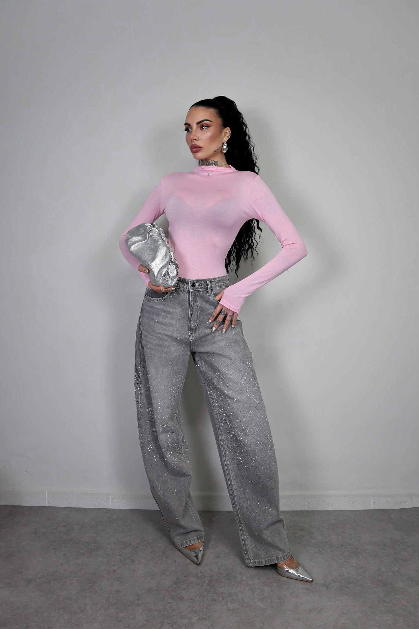 Body Velato Guantino - Rosa