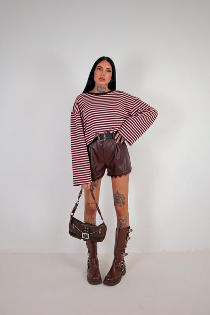 Shorts Ecopelle Pizzo - Marrone