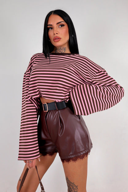 Maglia Lines - Marrone/Rosa