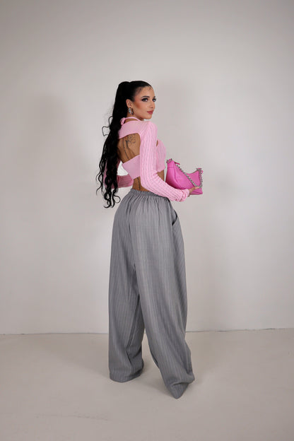 Pantalone Amira Gessato - Grigio
