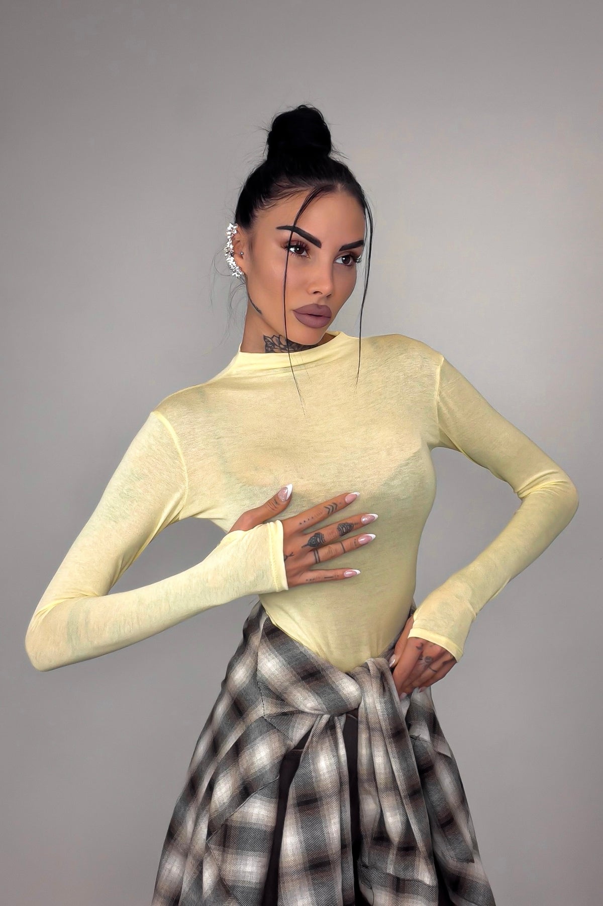 Body Velato Guantino - Giallo