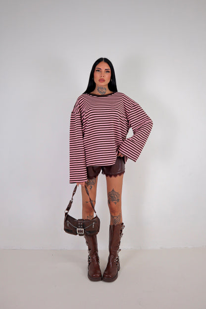 Maglia Lines - Marrone/Rosa