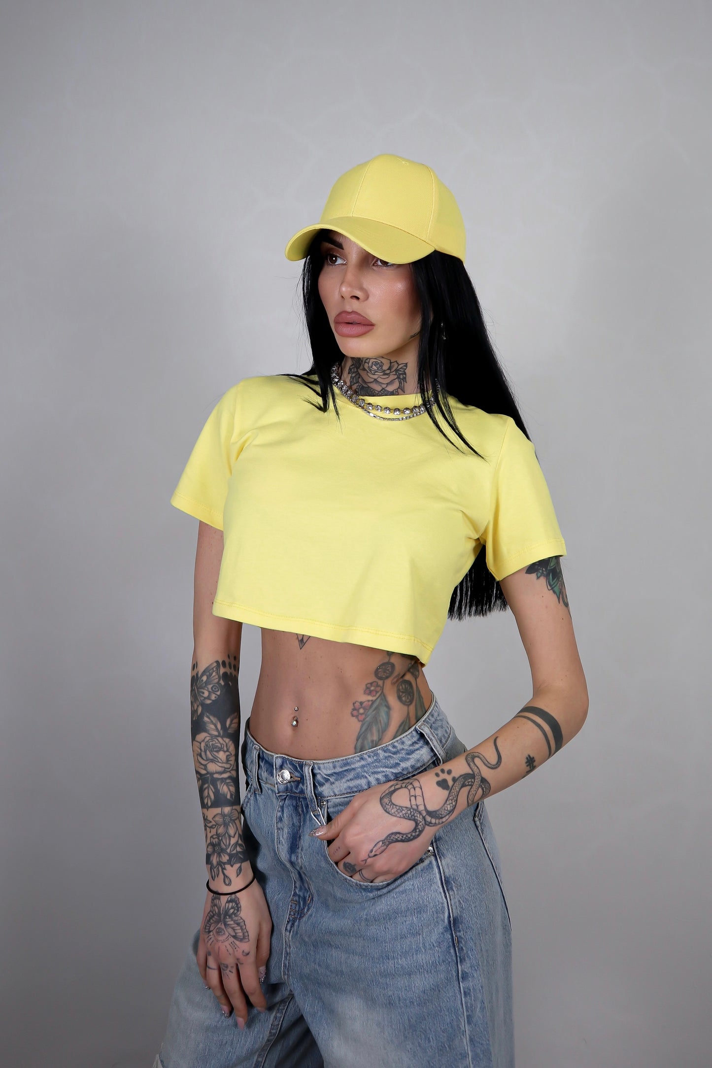 T-shirt Basic Crop - Giallo