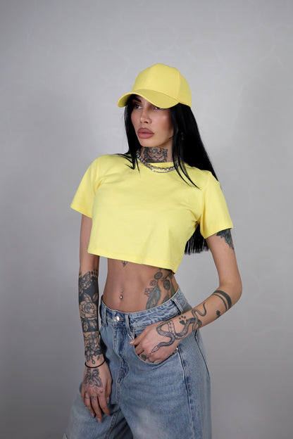 T-shirt Basic Crop - Giallo