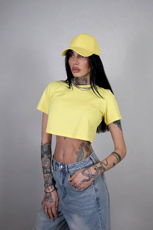 T-shirt Basic Crop - Giallo