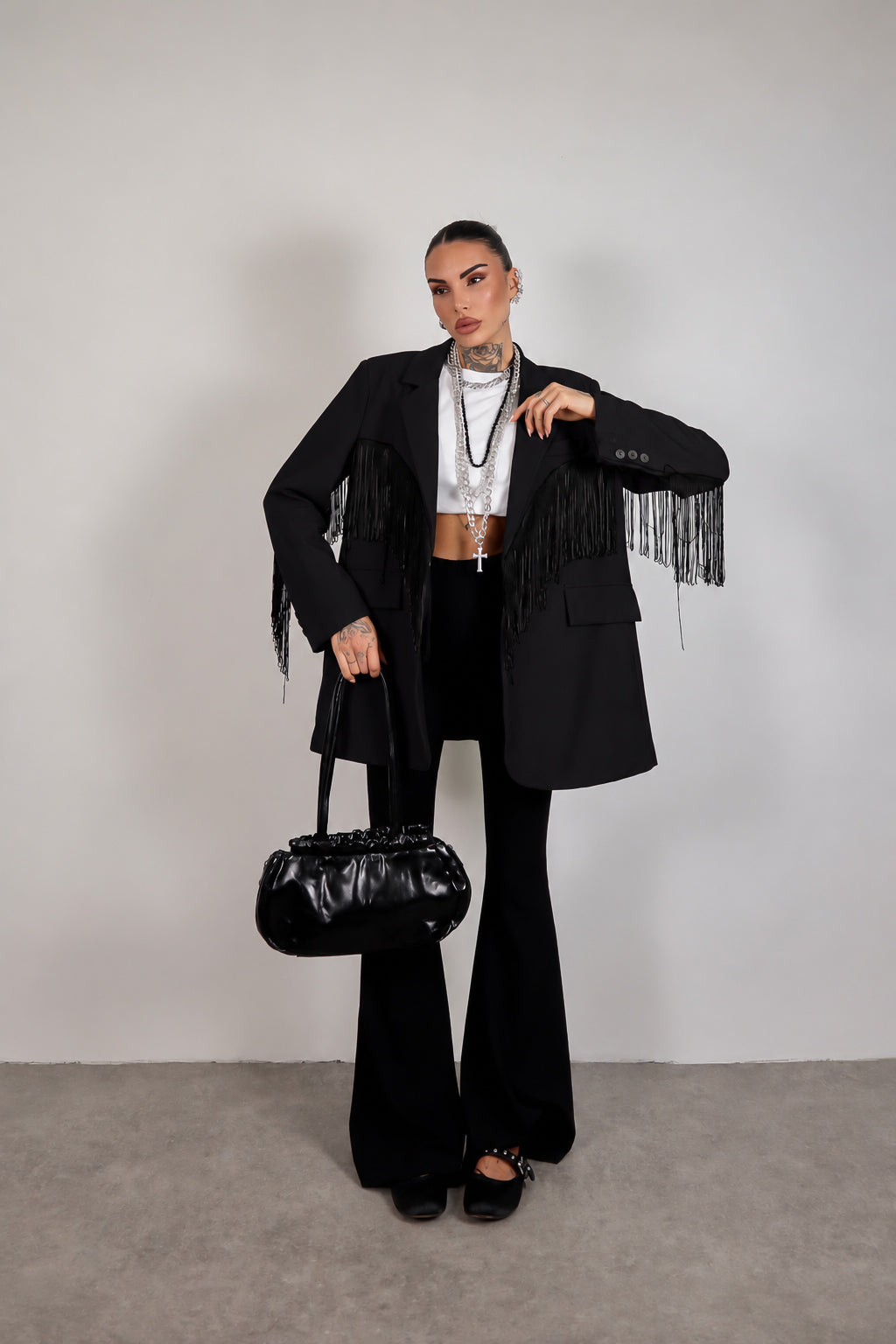 Blazer over Frange - Nero