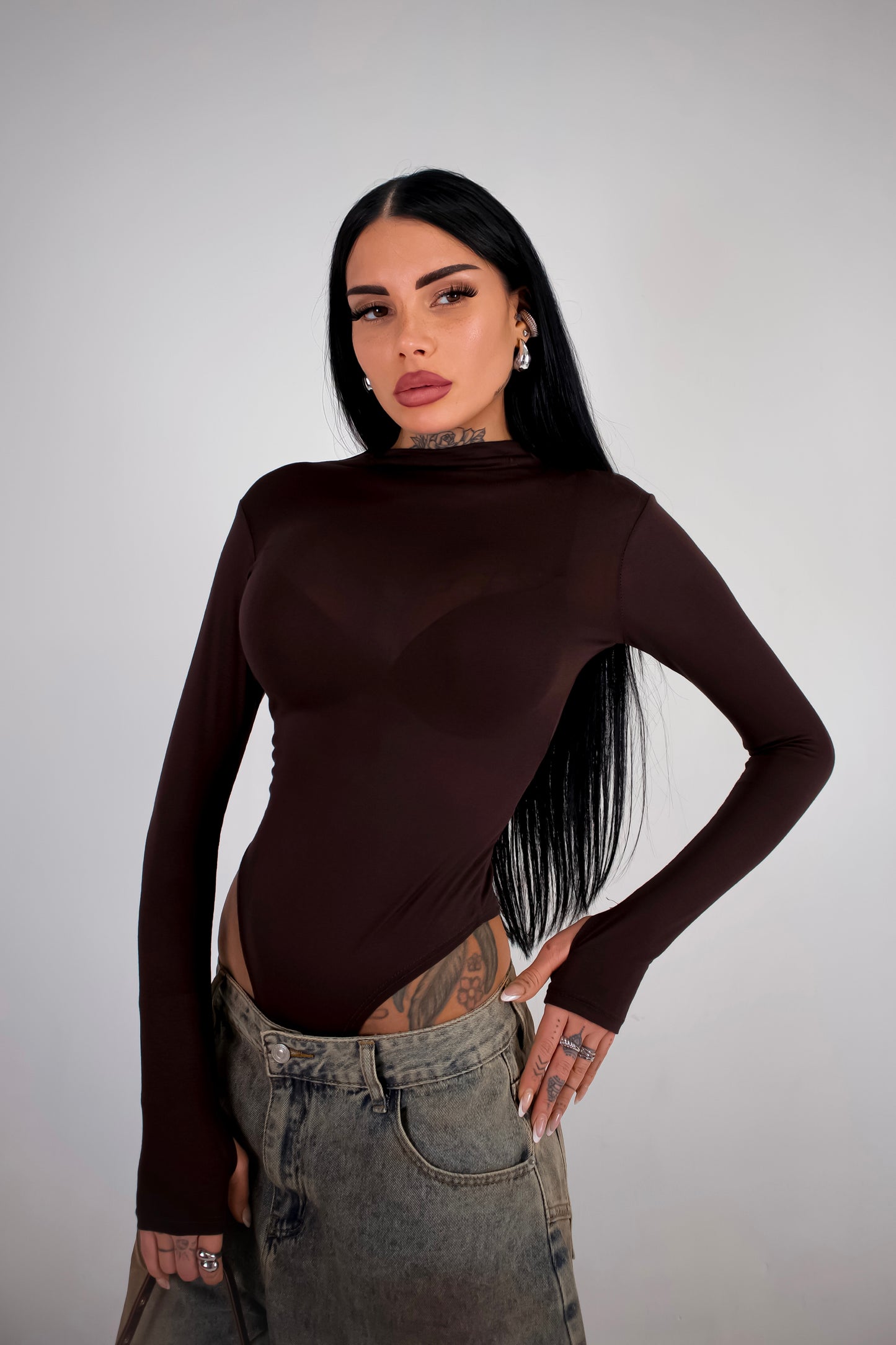 Body Velato Guantino - Marrone