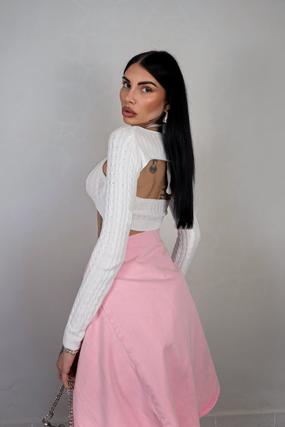 Maglia Crop Duo - Bianco