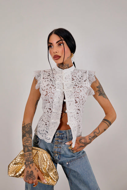 Camicia pizzo Japan - Bianco
