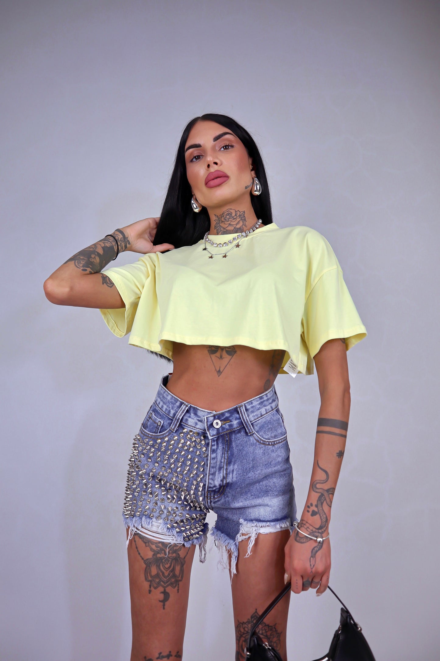 T-Shirt Over Crop - Giallo