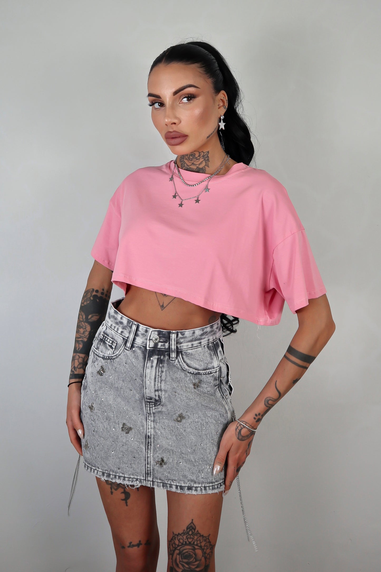 Gonna Denim Strass Jade