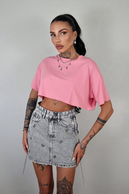 Gonna Denim Strass Jade
