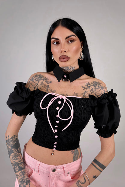 Crop Top Bambolina - Nero