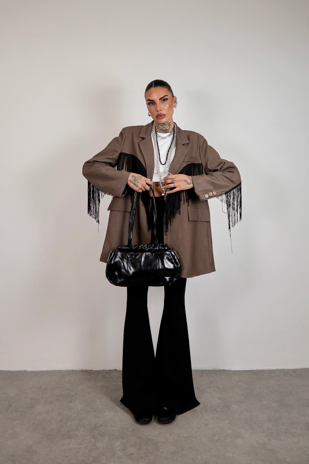 Blazer over Frange - Marrone