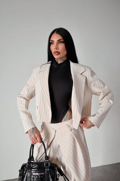 Tailleur gessato Amal - Bianco sporco