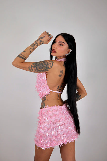 Completo paillettes Alysia - Rosa