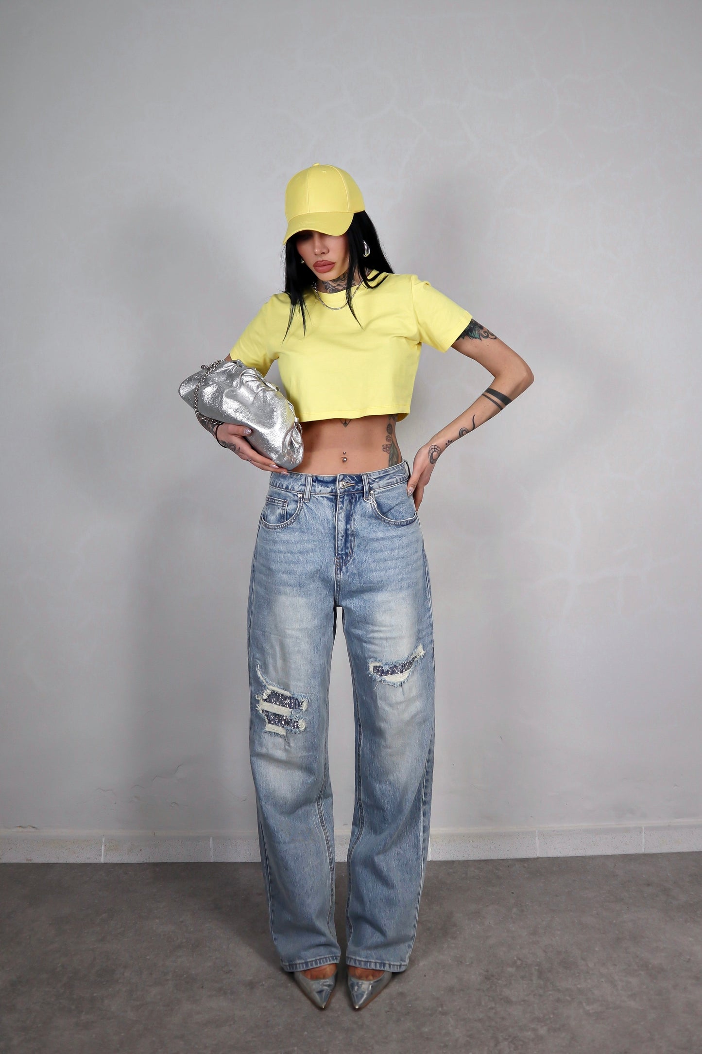 T-shirt Basic Crop - Giallo