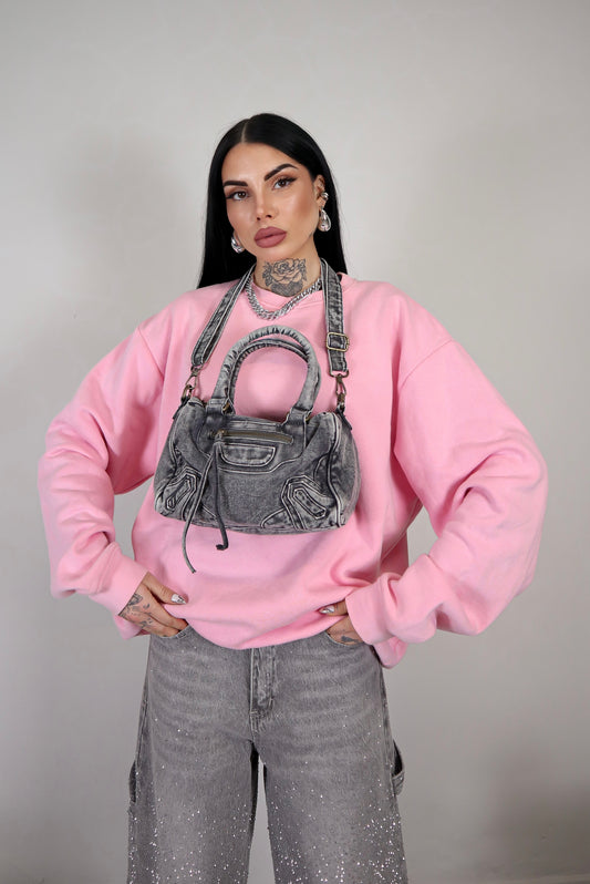 Borsa Denim City - Grigio fumo