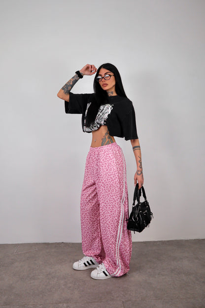 Pantalone Tuta Stripes Balloon - Leopardato Rosa