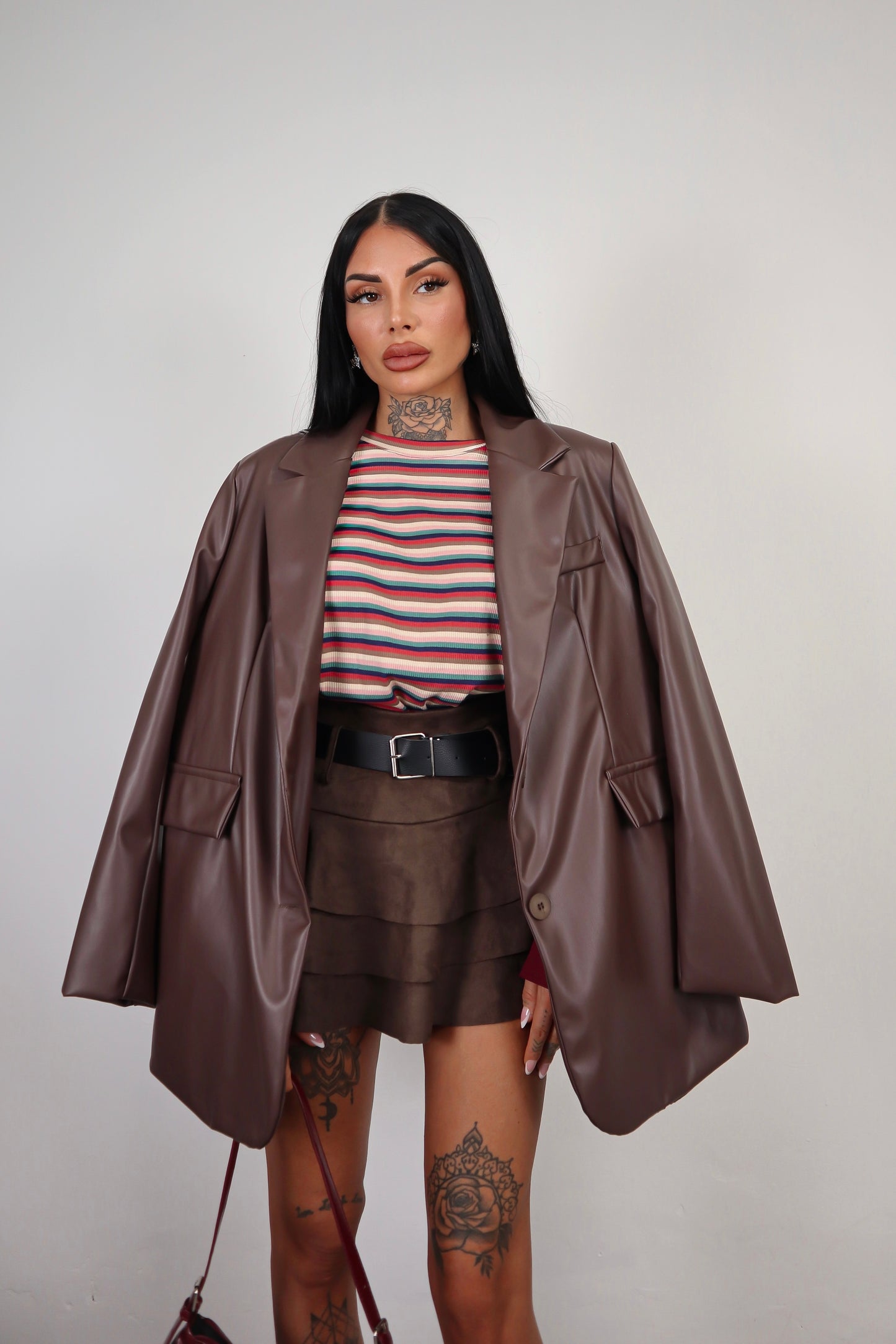 Blazer Ecopelle Over - Marrone