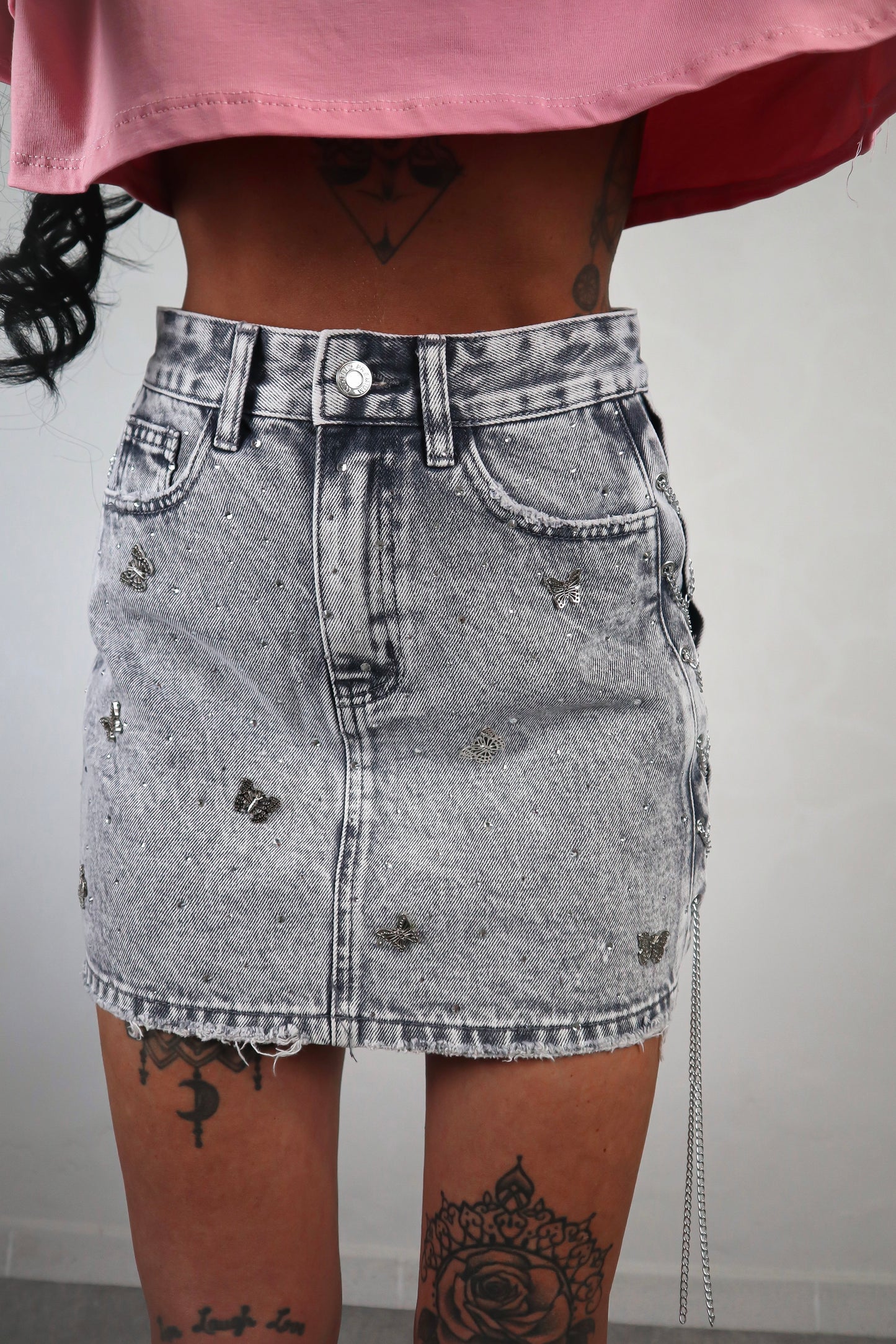 Gonna Denim Strass Jade