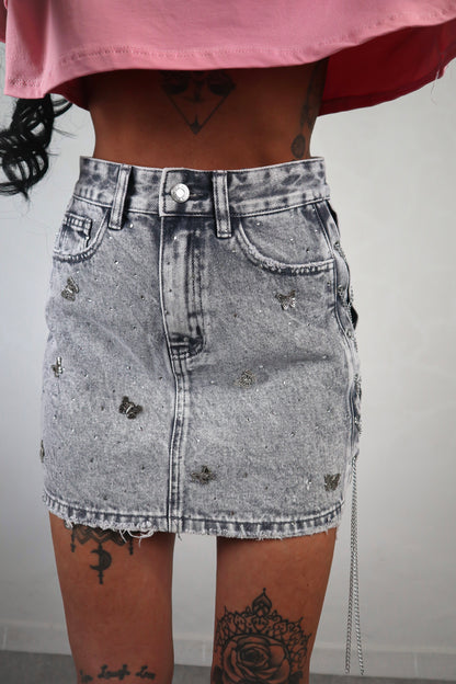 Gonna Denim Strass Jade