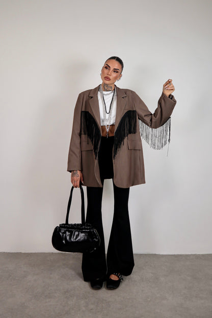 Blazer over Frange - Marrone