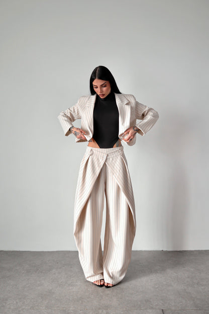 Tailleur gessato Amal - Bianco sporco