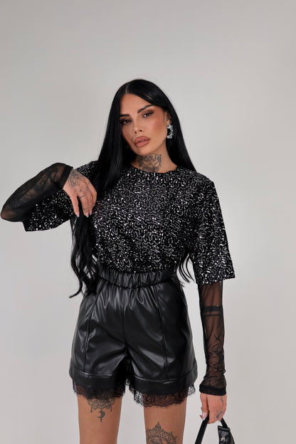 Maglia Paillettes Virginia - Nero