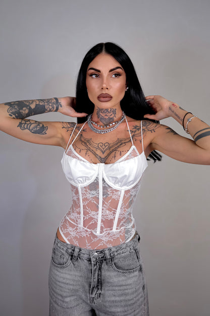 Body pizzo Odette - Bianco