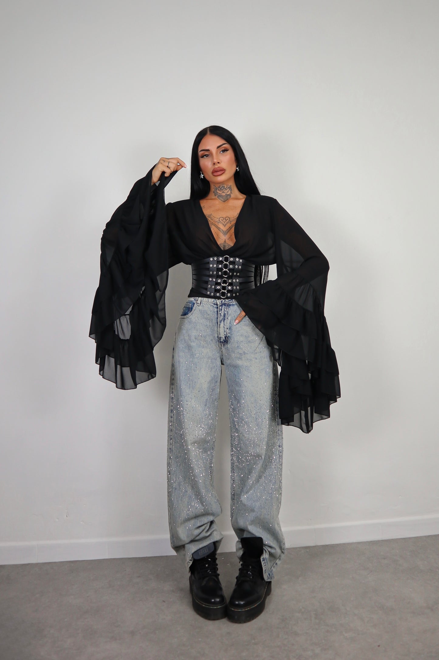 Blusa Morticia - Nero