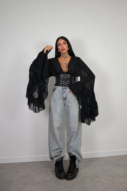 Blusa Morticia - Nero