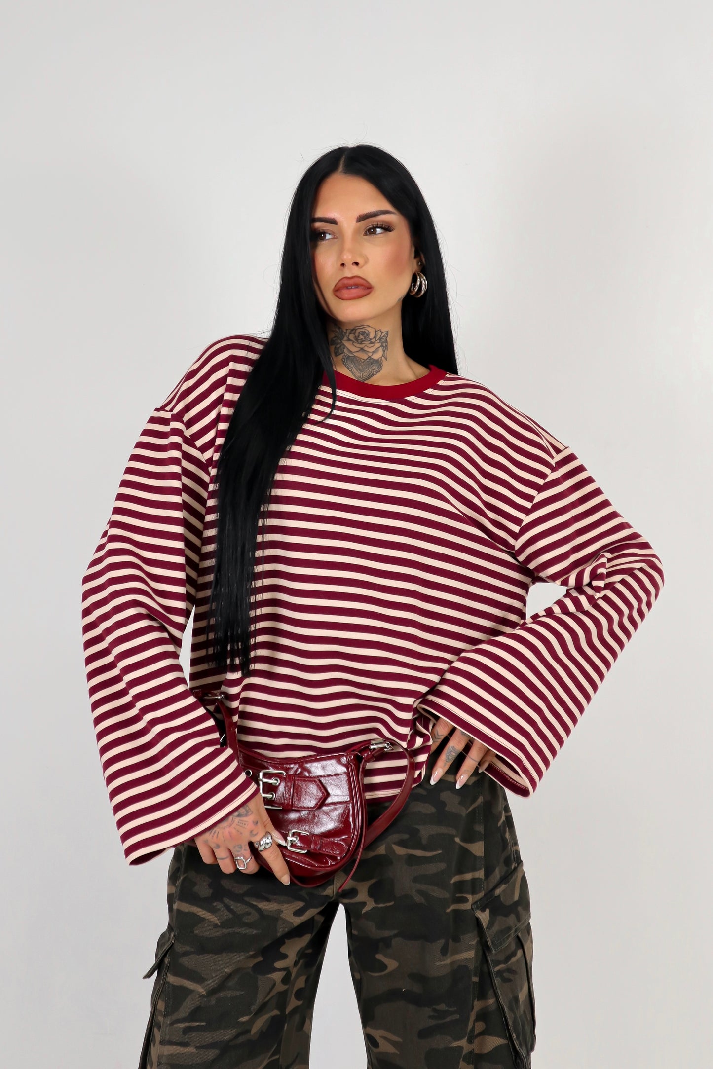 Maglia Lines - Panna/Bordeaux