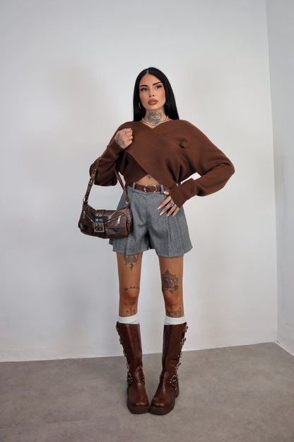 Maglione Incrocio - Marrone