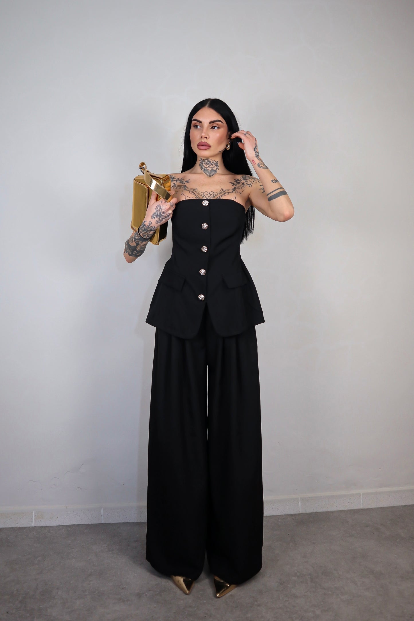 Top a fascia Agata - Nero