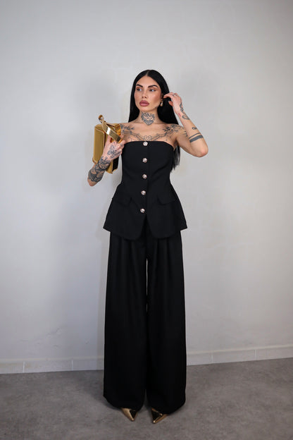 Top a fascia Agata - Nero