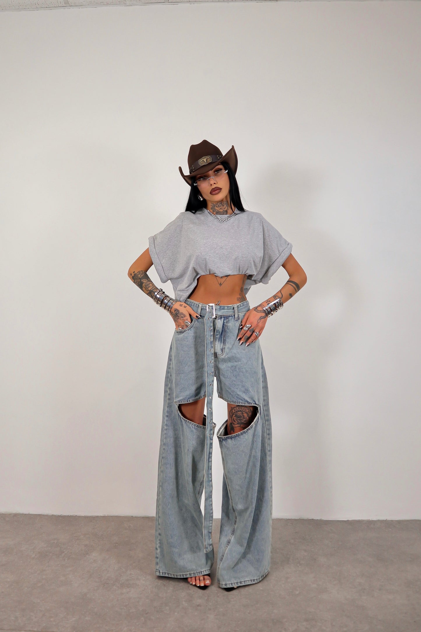 T-shirt crop Donut - Grigio