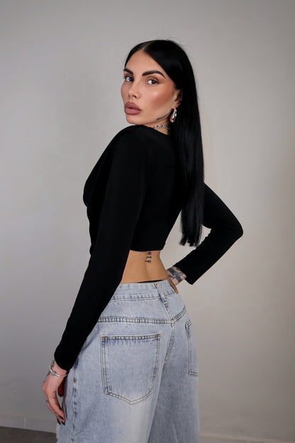 Maglia Crop Eliane - Nero