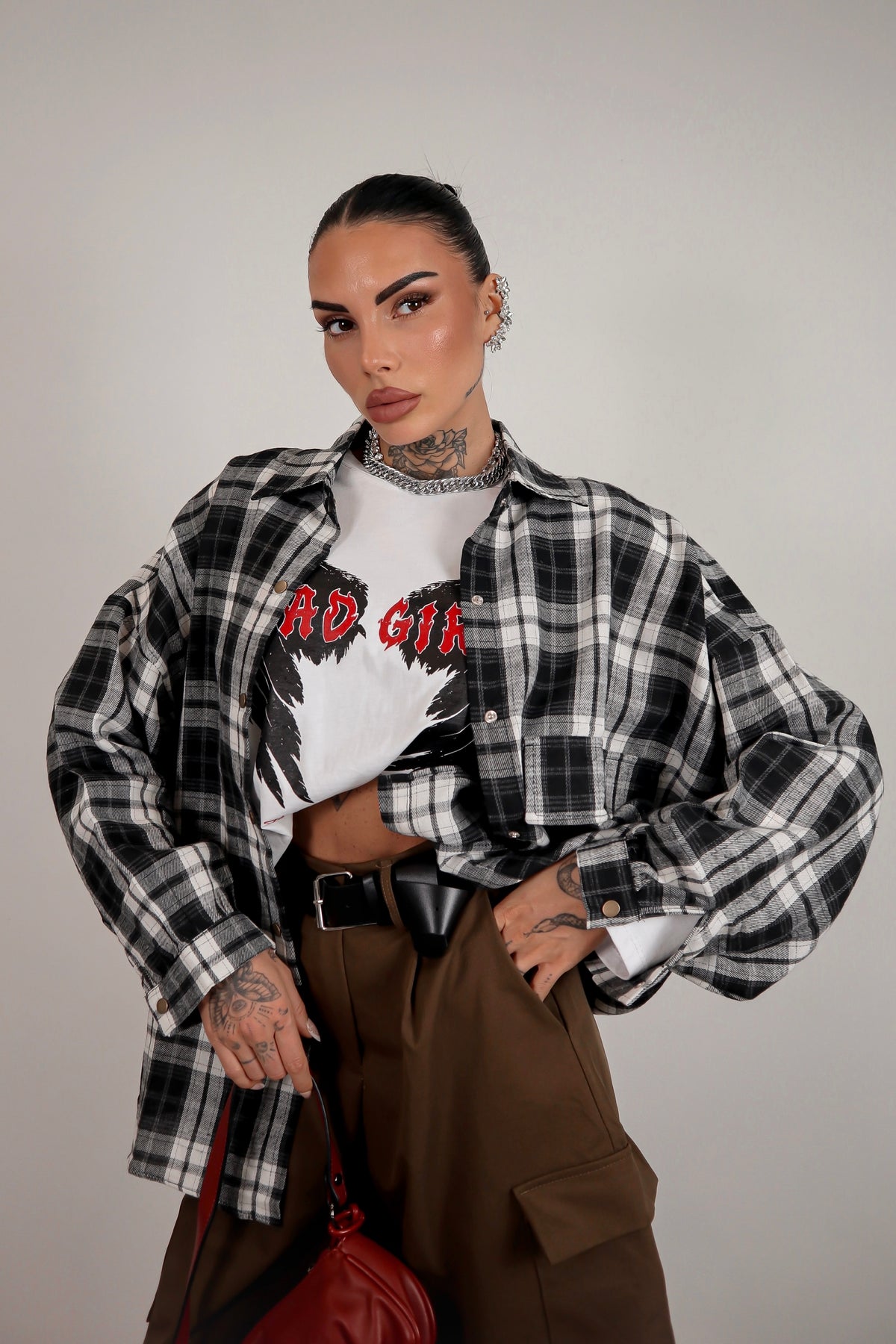 Camicia Over Quadretti - Nero