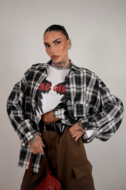 Camicia Over Quadretti - Nero