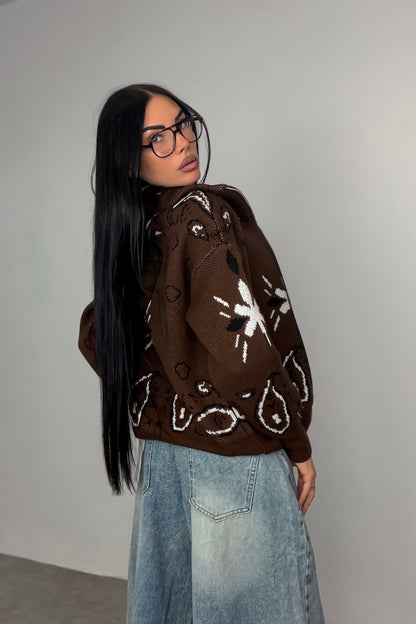 Cardigan Bandana - Marrone