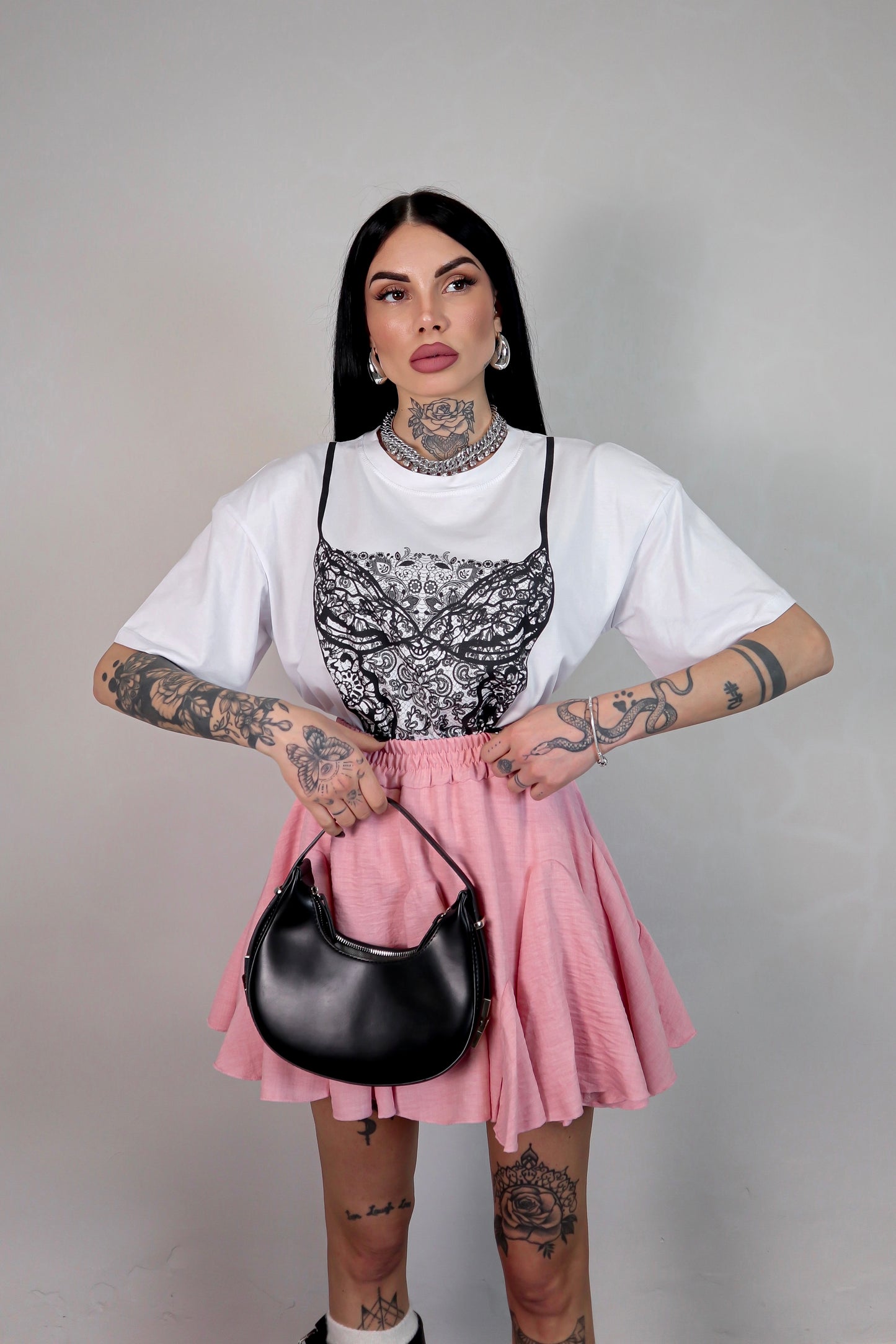 T-Shirt Over Bralette - Bianco