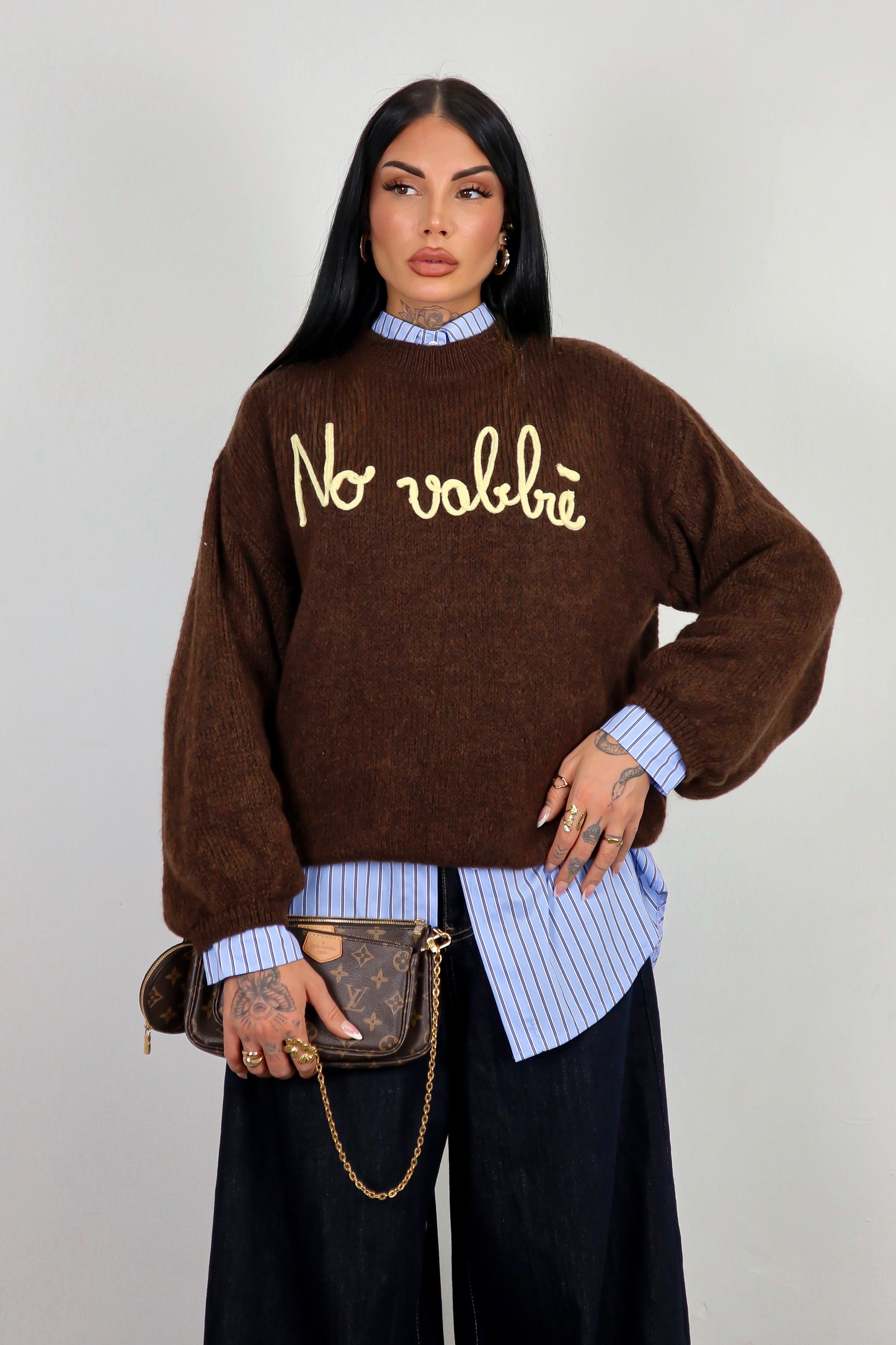 Maglione “No vabbè” - Marrone