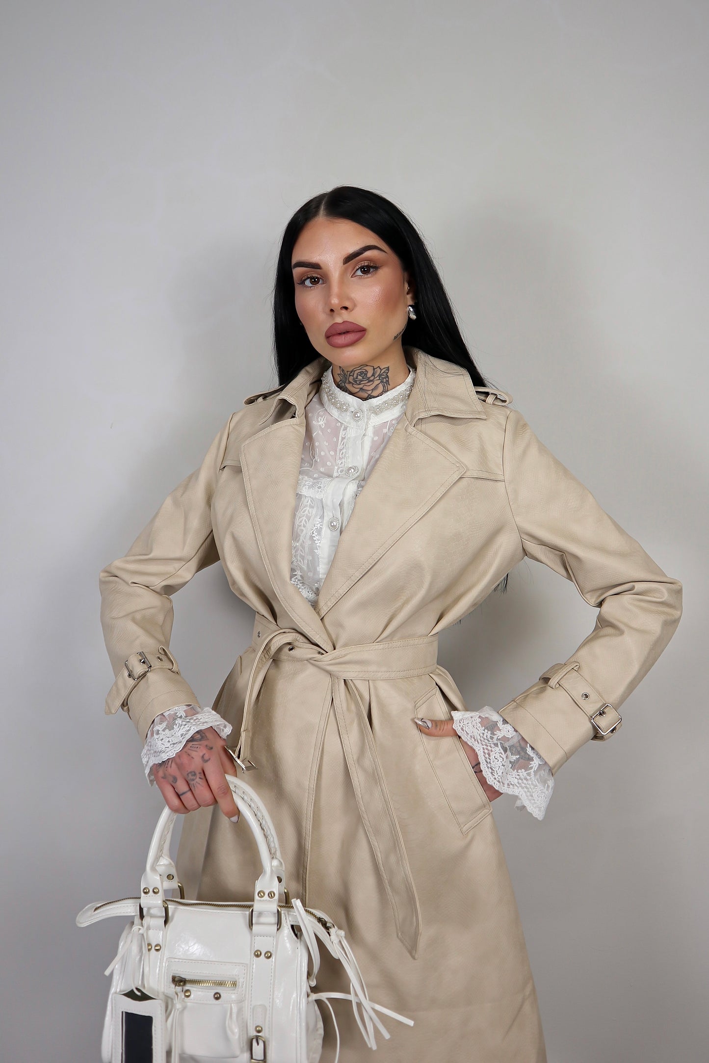 Trench Ecopelle Snake - Beige
