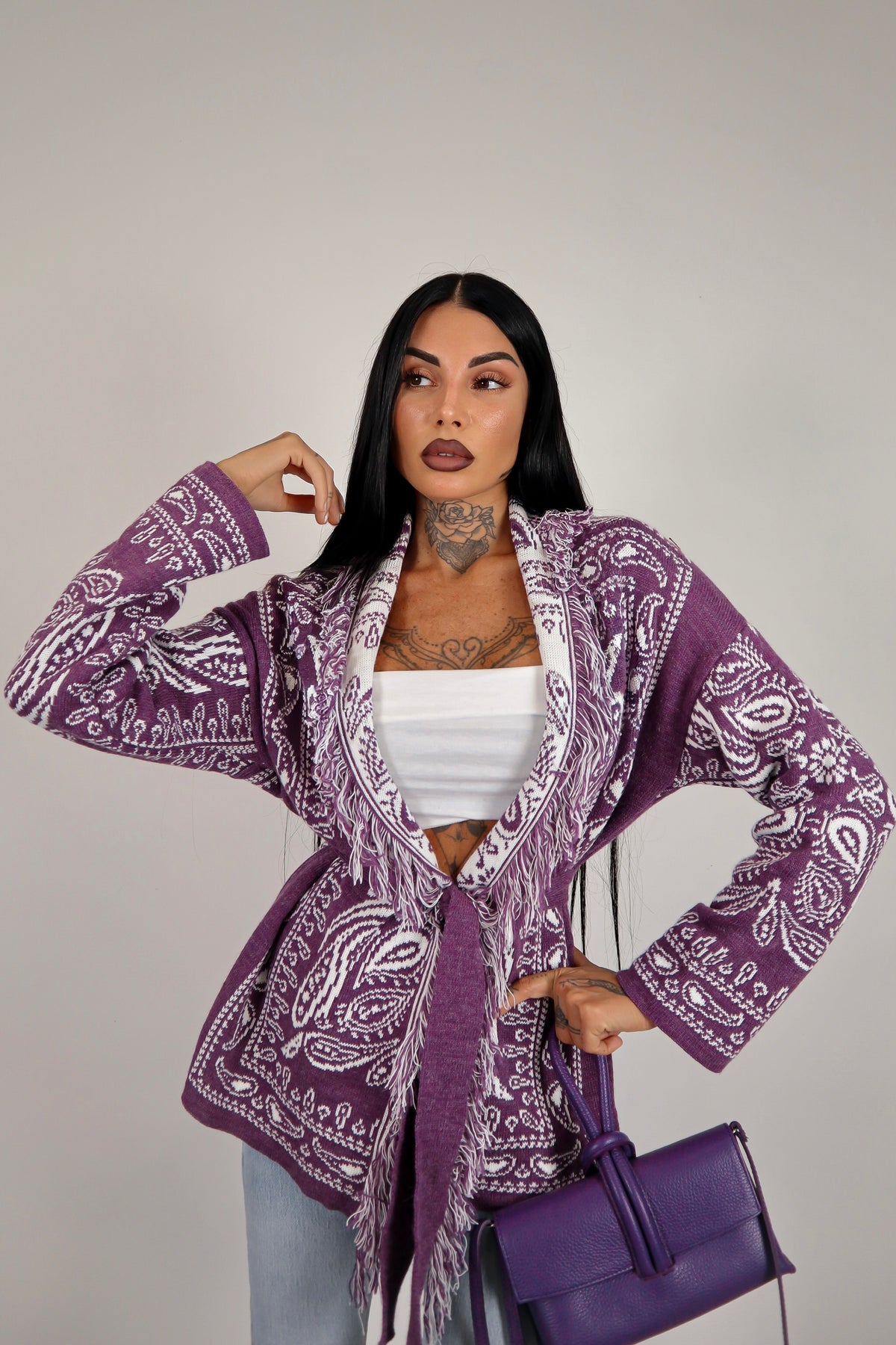 Cardigan Perù - Prugna