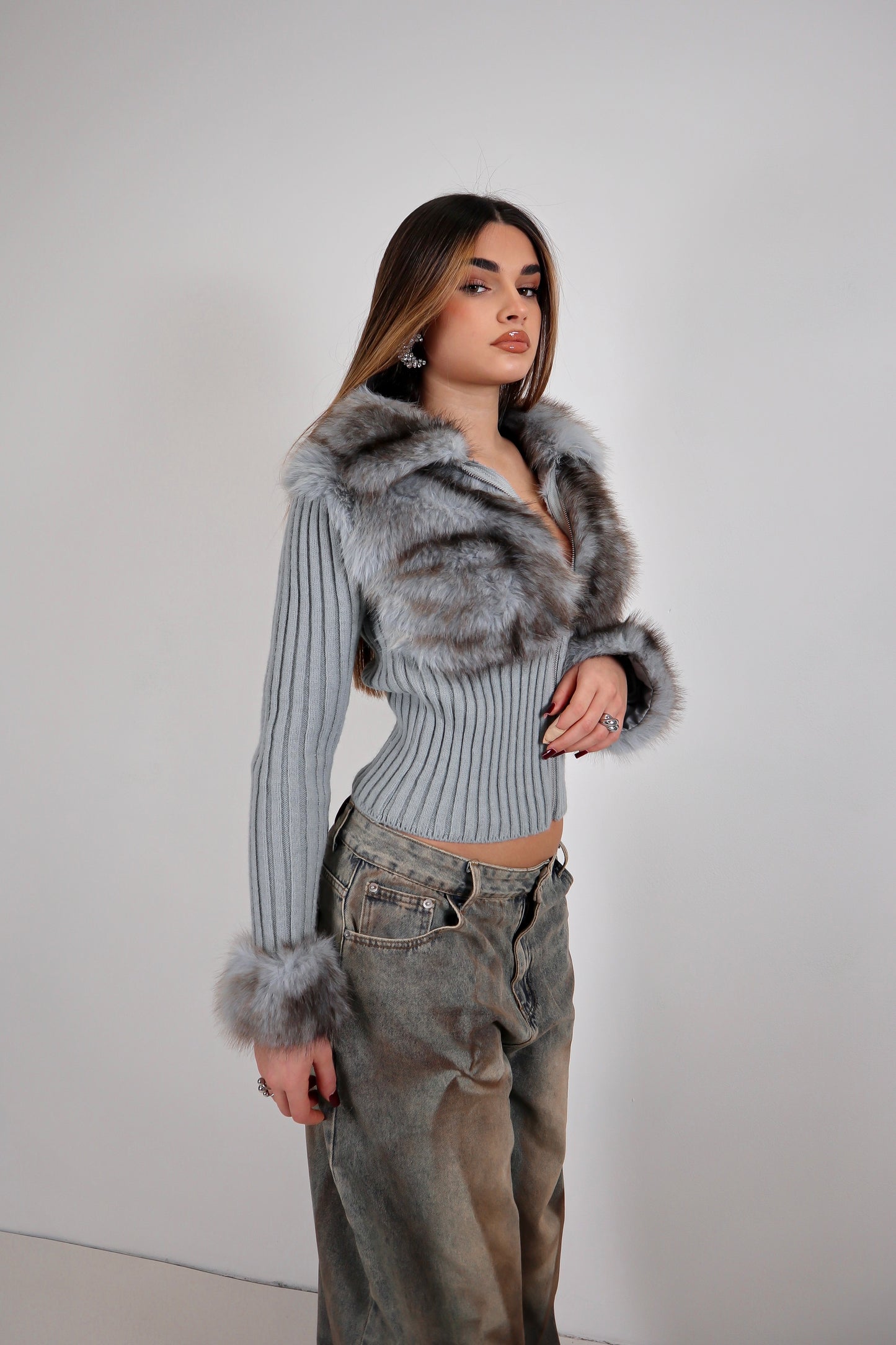 Giacca Pelliccia Malvina - Grigio