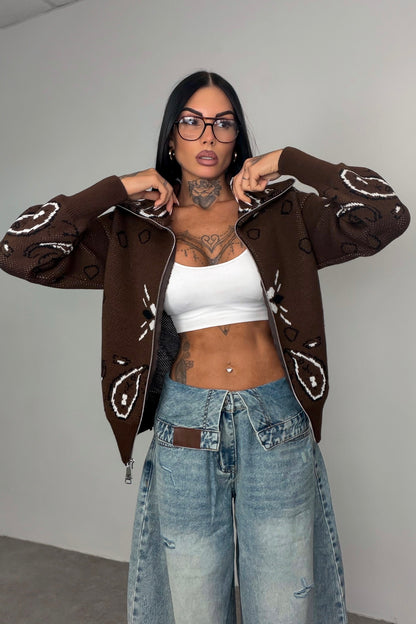 Cardigan Bandana - Marrone