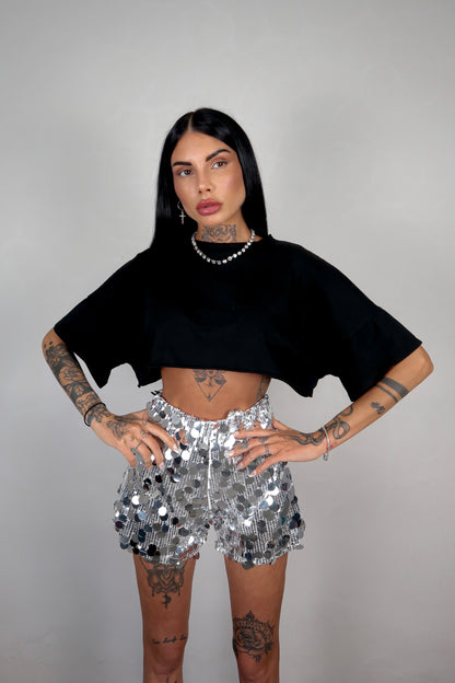 Shorts Paillettes Astrid - Argento